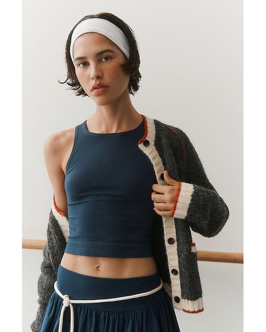 By Anthropologie Blue The Reegan Seamless Ribbed Cropped Tank Top