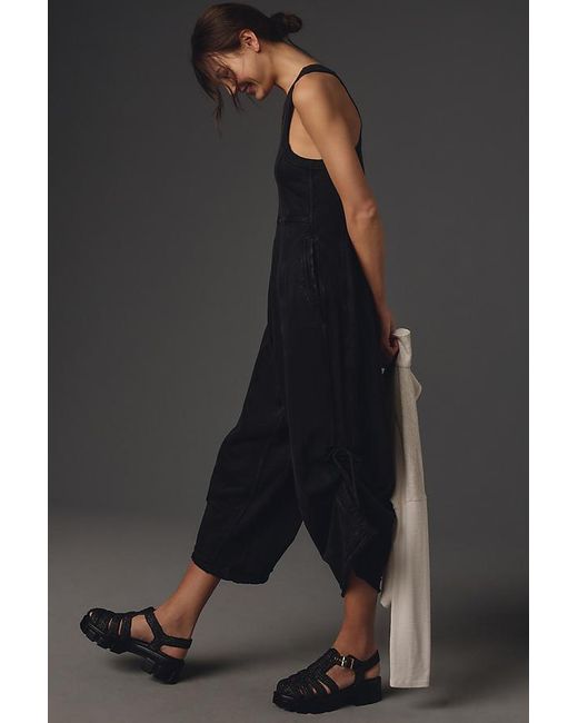 Daily Practice by Anthropologie Black Sleeveless Seamed Wide-leg Jumpsuit