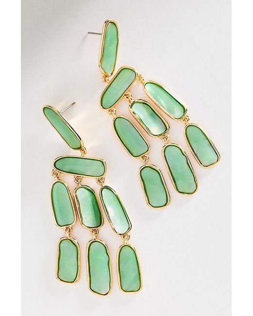 By Anthropologie Green Colourful Stone Drop Earrings