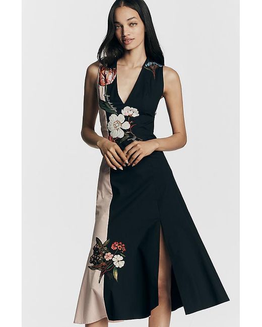 By Anthropologie Multicolor Sleeveless V-Neck Deco A-Line Dress