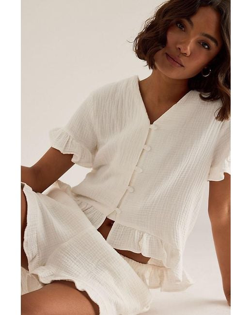 Meeka Natural Remi Frill Pyjama Top