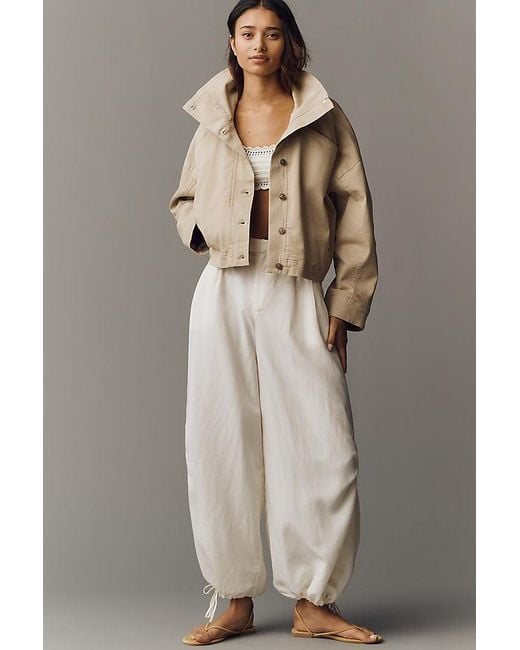 By Anthropologie Natural Funnel-Neck Utility Jacket
