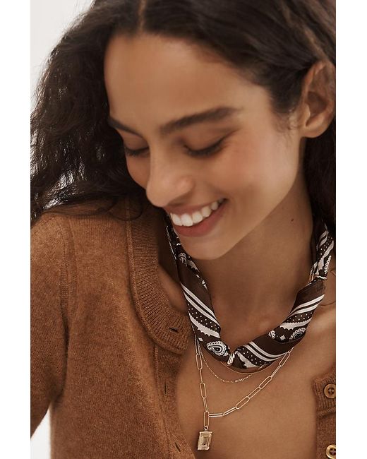 By Anthropologie Brown Scarf & Chain Necklace