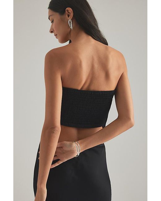 Anthropologie Black Strapless Scarf Top