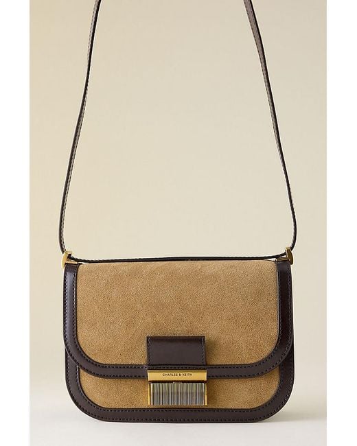 Charles & Keith Natural Charlot Recycled Suede Crossbody Bag