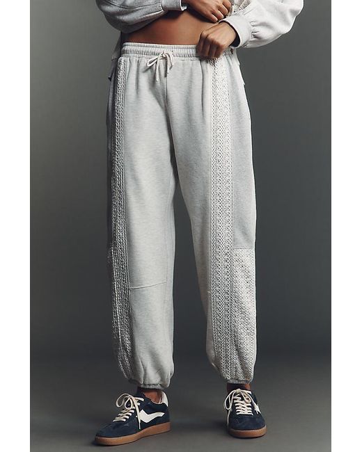 Daily Practice Black Lace-Inset Joggers