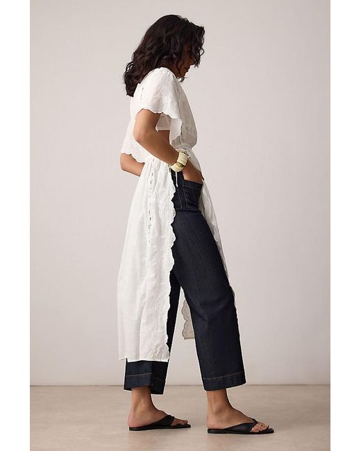 Maeve Blue The Colette Cropped Wide-Leg Jeans By