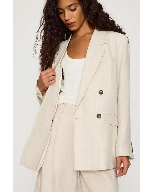SELECTED Natural Elin Double-Breasted Linen Blazer