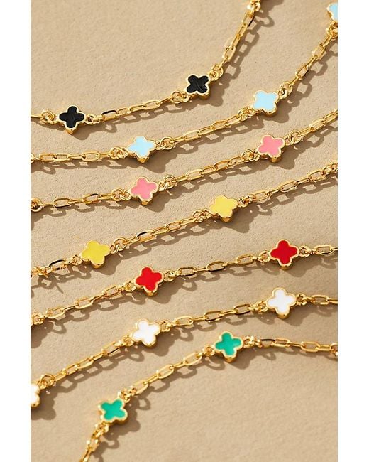 By Anthropologie Natural Clover Chain Wrap Bracelet