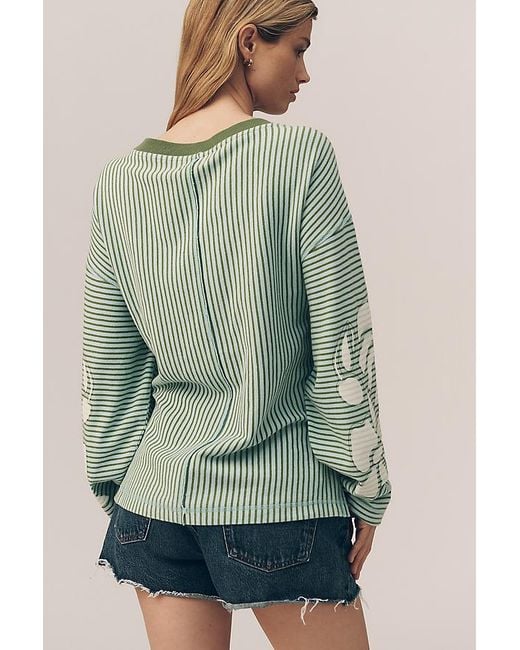 Pilcro Green Cotton Bonfire Long-Sleeve Top