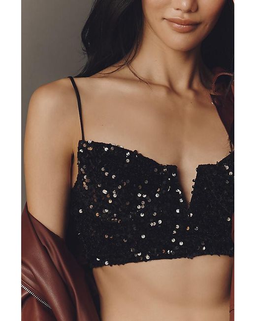 Anthropologie Gray Sequin Bralette