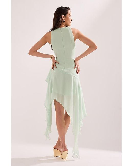 Bardot Green Ivana Asymmetric Ruffle Mini Dress