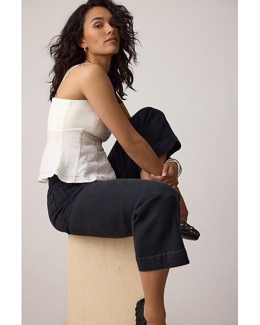 Maeve Gray The Colette Denim Cropped Wide-Leg Jeans By
