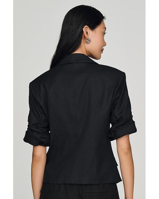 By Anthropologie Black Short-Sleeve Blazer