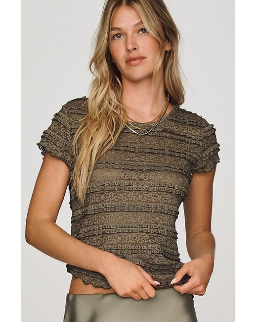 By Anthropologie Green Lace Ruffle Baby T-Shirt
