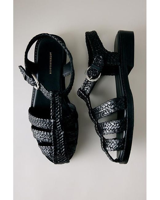 By Anthropologie Black Woven Fisherman Sandals