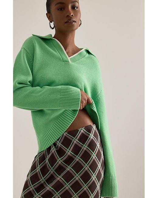 ALIGNE Green Yvonne Semi-Sheer Midi Skirt