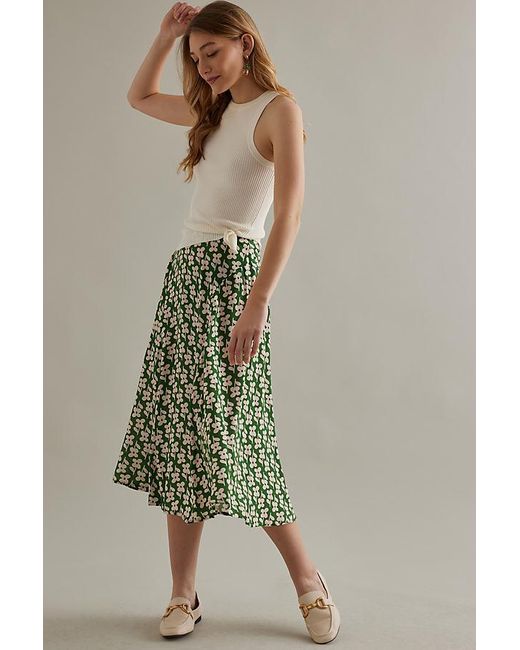 Thinking Mu Green Amelie Midi Skirt