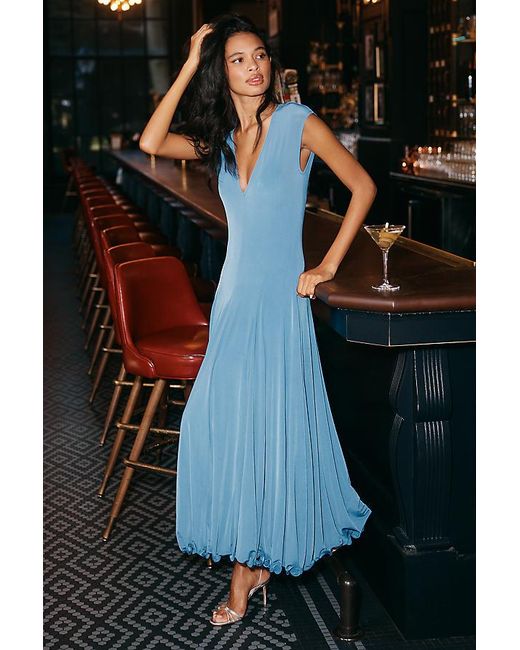 By Anthropologie Black Sleeveless Sheer Ruffled Maxi Dress