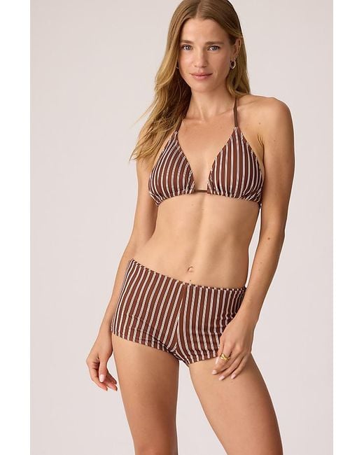 4th & Reckless Brown Adriana Stripe Bikini Shorts