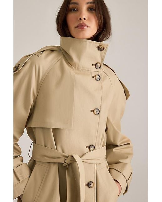 By Anthropologie Blue Lottie Maxi Trench Coat