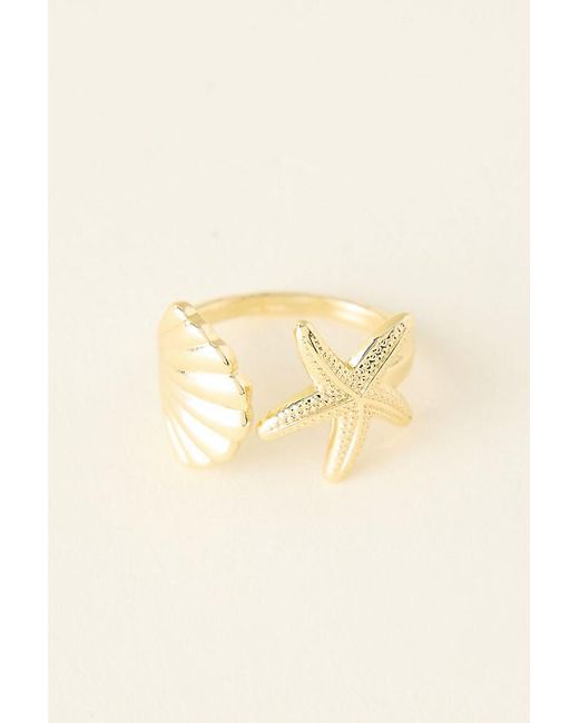 By Anthropologie Natural Shell & Starfish Ring