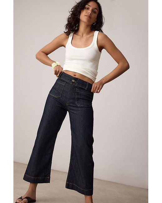 Maeve Blue The Colette Cropped Wide-Leg Jeans By