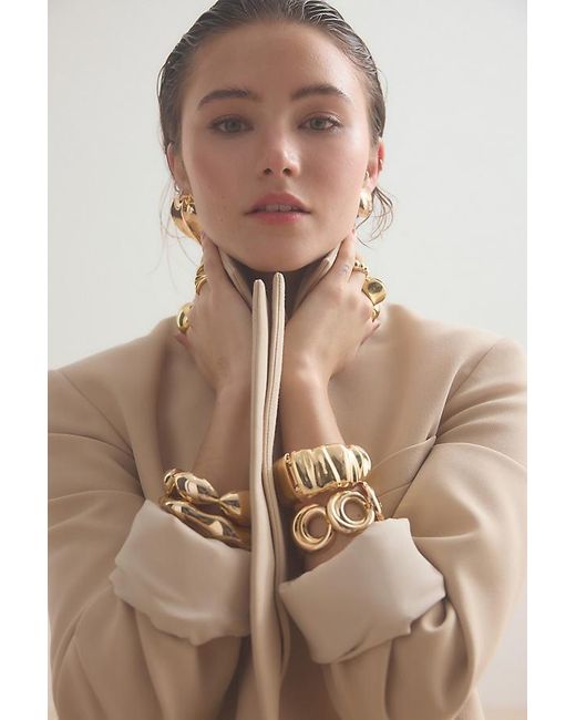 By Anthropologie Metallic Scalloped Hinge Bangle Bracelet
