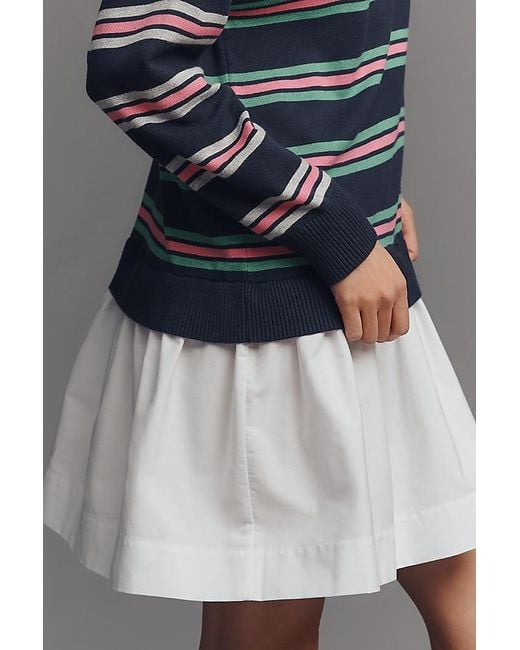 Maeve Gray Twofer Long-Sleeve Drop-Waist Mini Dress