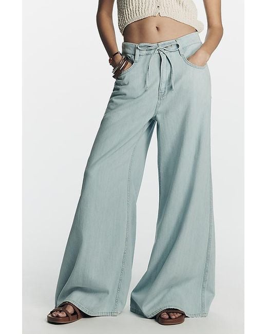 Pilcro Blue Polished Pull-On High-Rise Trouser Jeans