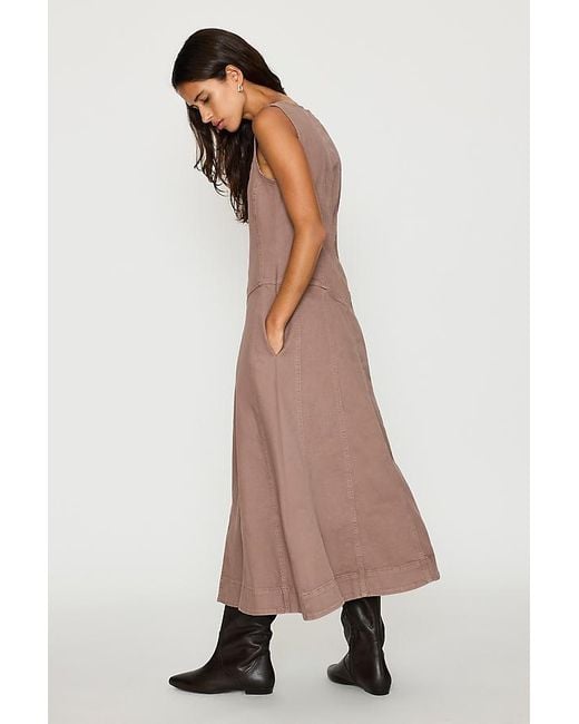 Pilcro Brown Denim Zip-Front Midi Dress