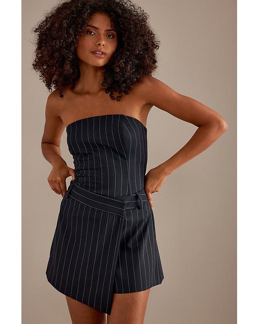Anthropologie Black Pinstripe Skort