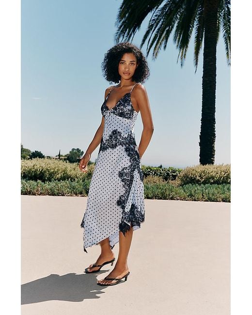 En Saison Blue Hazel Lace Slip Dress