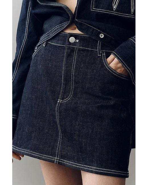 Pilcro Blue Denim Bow Mini Skirt
