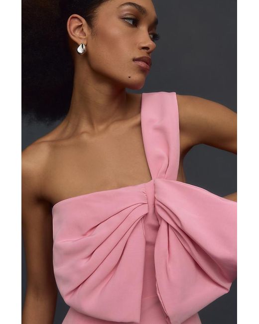 Bardot Pink Bella One-shoulder Bow Mini Dress