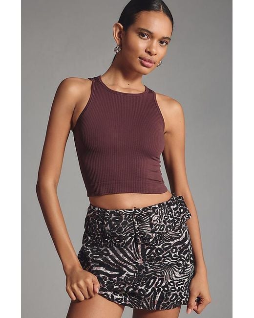 By Anthropologie Brown The Reegan Seamless Ribbed Cropped Tank Top