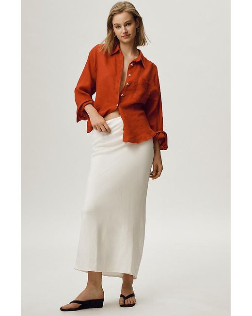 Maeve Red The Shrunken Bennet Linen Buttondown Shirt By