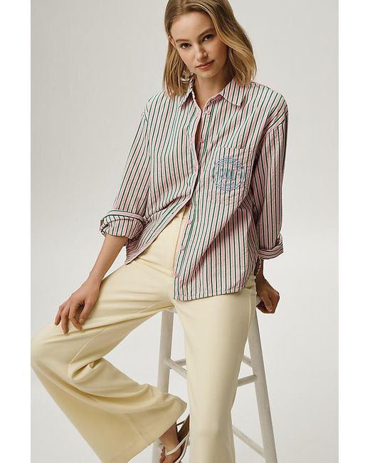 Maeve Blue The Shrunken Bennet Seersucker Buttondown Shirt By