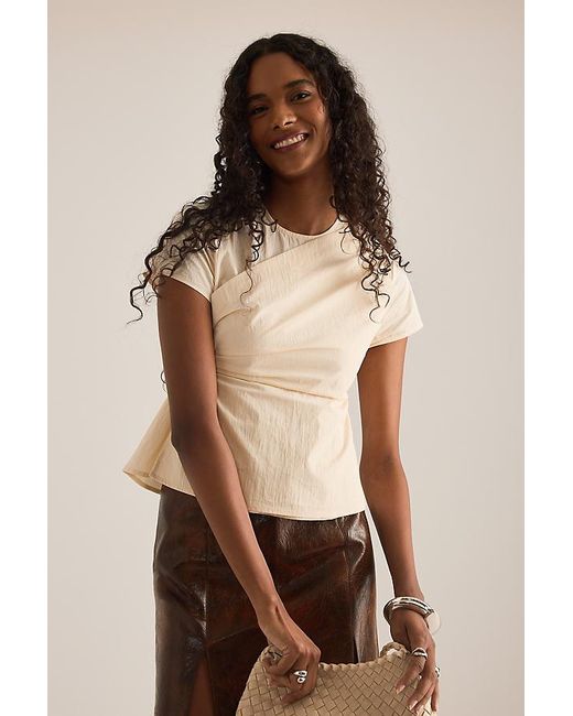 laagam Natural Raven Draped Blouse
