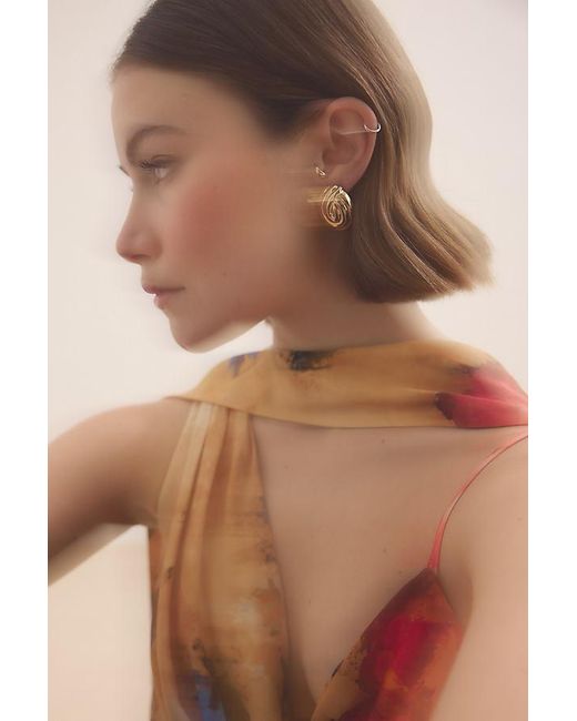 Anthropologie Brown Sculptural Swirl Stud Earrings