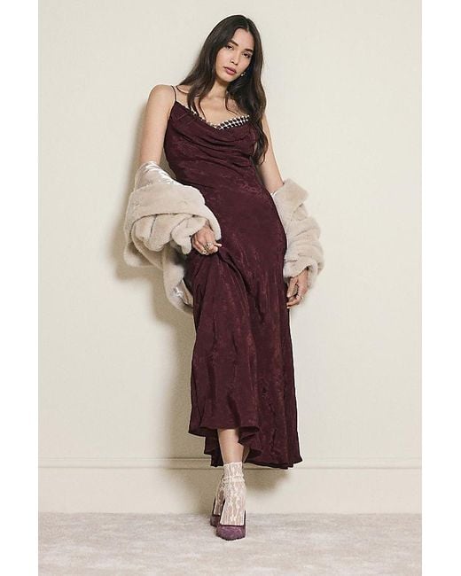 By Anthropologie Multicolor Satin Jacquard Maxi Party Dress