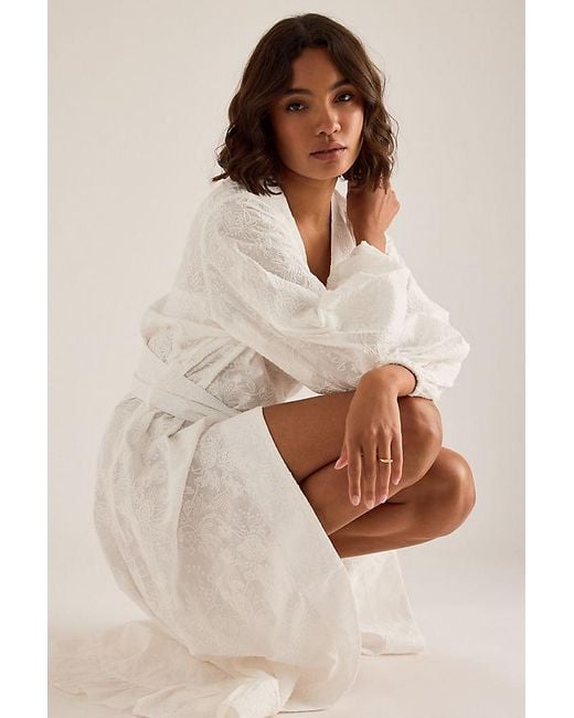 Meeka Natural Rae Embroidered Bridal Robe