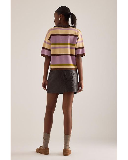 By Anthropologie Pink Stripe Wool-Blend Polo Shirt