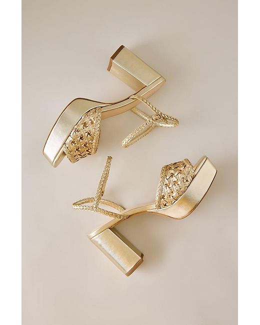 By Anthropologie Natural Woven Platform Heels