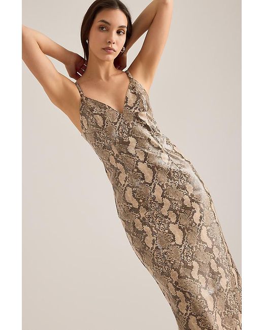 Bardot Natural Estine Faux-Snakeskin Midi Dress