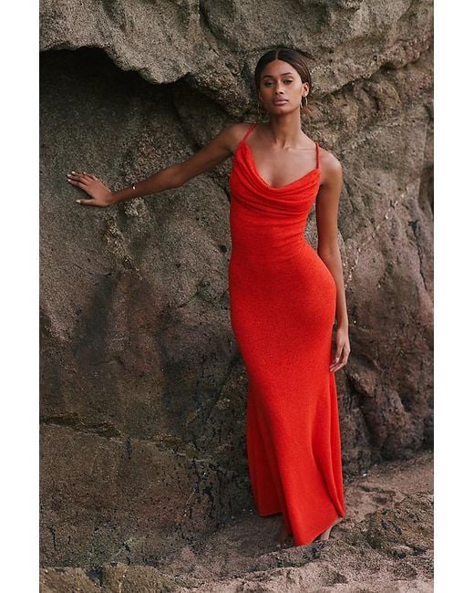 Sunday In Brooklyn Red Sleeveless Knitted Midi Dress