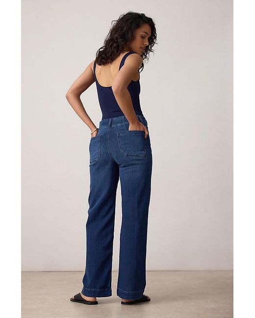 Maeve Blue The Colette Full-Length Wide-Leg Jeans By