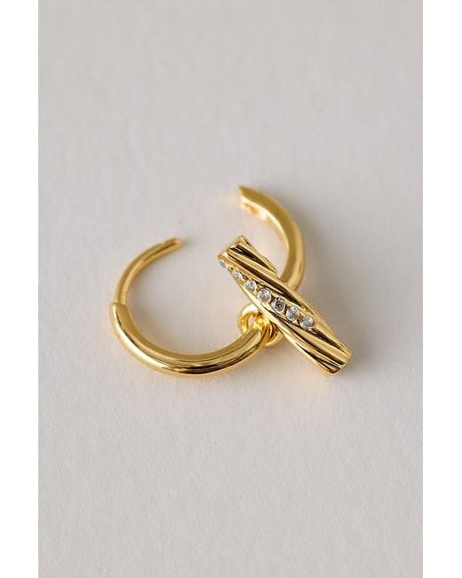 Rachel Jackson Metallic Plated Twisted T-Bar Huggie Hoop Earrings
