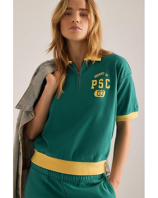 Champion Green Half-Zip Polo Top
