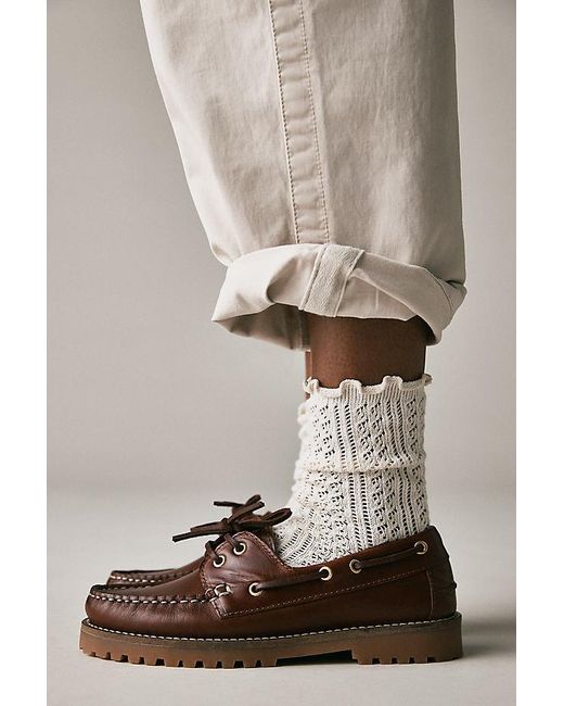 By Anthropologie Brown Lug Boat Shoes